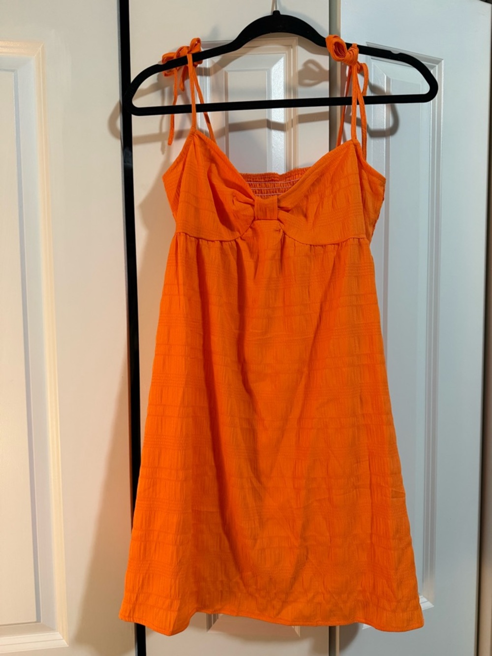 Bright Orange Tie-Shoulder Sundress